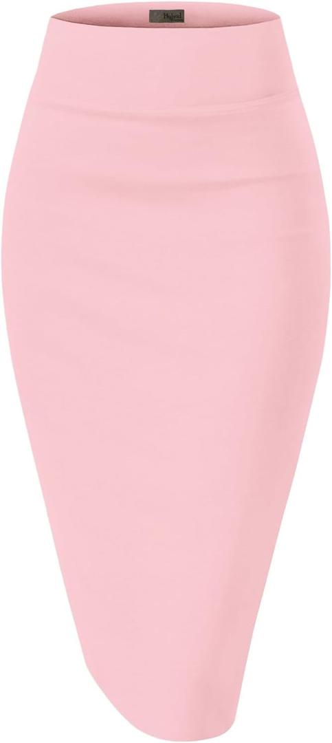Hybrid & Company Women's Premium Nylon Ponte Stretch High Waist Pencil Suit Skirt Below Knee (1X)
