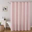 OVZME Zora Blush Pink Shower Curtain, Fabric Shower Curtain for Bathroom - Soft Cloth Hotel Spa Quality, Water Repellent Bath Curtain, Washable Shower Curtain Set with 12 Hooks, Grommets Top, 72Wx72L