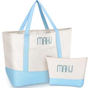 Booson 2 Pcs Empty Mahjong Canvas Bag Embroidered Tile Bag Mahjong Set Include Tiles Bags and Racks for Mahjong Lover Accessories Overnight