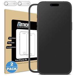 Mothca 2 Pack Matte Glass Screen Protector for iPhone Air / 17 Air [6.5 inch] + 2 Pack Camera Lens Protector, Anti-Glare & Anti-Fingerprint Case Friendly Tempered Glass, Bubble Free, Smooth as Silk