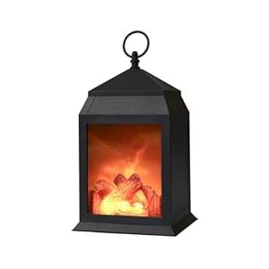 Fireplace Lantern and Battery Operated USB Operated 6 Hour Timer Included Tabletop Fireplace Lantern Indoor/ Outdoor Fireplace Lamp (1 Pack House Shape No Heater Function Size:6.3x5.5x12 Inch)