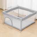 Foldable Baby Playpen 50"50", Out-of-the-Box Ready Playpen for Babies and Toddlers, Portable Play Yard with Breathable Mesh & ASTM F406 Certified(Light Grey)