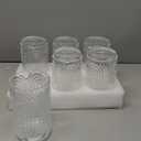 INSETLAN Set of 6 Vintage Glassware - 14 oz Water Drinking Glasses, Art Deco Ripple Glass Cup, Cocktail Glasses, for Bar Beverages Ice Coffee Juice, Housewarming Presents, New House Essentials