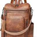 Shrrie Vegan Leather Laptop Backpack for Women 15.6 inch Work Backpack Fashion Travel Backpack Purse for Travel College Work (1 Two-toned Brown)