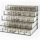 Clear Grey Acrylic Jewelry Storage Box, Earring Jewelry Organizer with 5 Drawers, 5-Layer Jewelry Box for Women, Earring Display Holder for Earrings Ring Bracelet Necklace, 120 Grid Storage Box