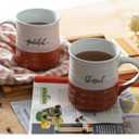 DOWAN 18 oz Large Coffee Mugs, Ceramic Mug Set with Word Blessed Grateful, Big Tea Cup for Office & Home, Thank You Gift for Women Men Mom Dad Christian, 2 Pcs