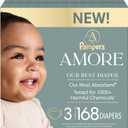 Pampers Amore, Size 3 (13-26 lbs), 168 Count, Our Best Diaper  Hypoallergenic & Fragrance Free, Up to 100% Leakproof, Soft as Cashmere