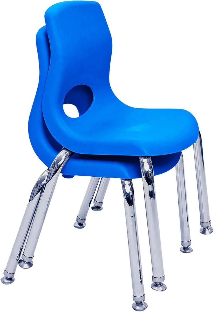 Childrens Factory MyPosture Plus 8" Chair, Blue with Chrome Legs, 2 Pack, Stackable Ergonomic Seating Solution for Classrooms and Homeschools