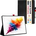 Desktop Dry Erase Board,12" X 9" Small White Board,Portable whiteboard with Stand, Marker and Eraser Wipe, A4 Notebook White Board Easel for Kids Drawing on Desk, for Students Shool (Black) (Black)