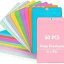 Geyee 50 Pcs 6 x 9 Inch Clasp Envelopes Letter Size Mailing Envelopes with Clasp Closure for Filing Storing Documents Office Home Business School (Mixed Colors)