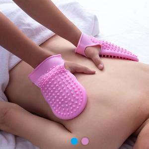 Professional Massage Mitts, Silicone Body Exfoliating Gloves, Two-sided Gentle Skin Care Tool, Anti Cellulite Lymphatic Drainage, Back Scrubber (Pink)