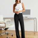 DLOODA Womens Dress Work Pants Wide Leg Business Casual Slacks Stretchy High Waist Comfy Trousers with Pocket (Black, XL)