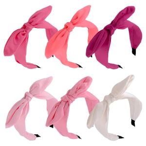 Jaciya 6 Pieces Knotted Bow Headbands for Women Wide Pink Headbands for Girls Hair Accessories Knot Headband with Bow Pink Series