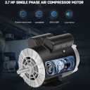Air Compressor Motor 3.7 HP Electric Motor, 3450 RPM, 230V Single Phase, 56 Frame 5/8 Keyed Shaft 60 HZ