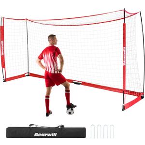 Bearwill Soccer Goal, 12X6FT Soccer Net Easy Setup, Portable Soccer Goals for Backyard with Upgraded Collapsible Metal Base, Outdoor Indoor Soccer Goal Net for Practice with Carry Bag 36"D x 144"W x 72"H
Red&White