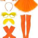 6pcs Orange Tutu Costume for Women Yellowe Tutu Accessories Set for Halloween Reading Week Role-Playing Themed
