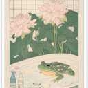 Japanese Frog In Bathtub Wall Art Bathroom Green Animal Frog Canvas Posters Japan Art Neutral Minimalist Aesthetic Prints Painting For Living Room Bedroom Wall Decor 12x16in Unframed (Multi 08)
