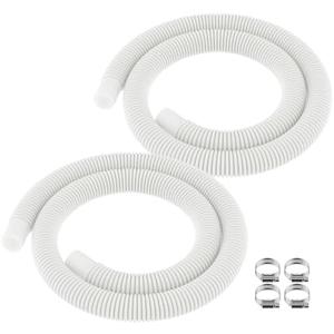ANTOBLE Pool Hose for Intex 1.25" Diameter Above Ground Pool Pump Hoses Replacement Accessory 59" Long 1-1/4 Swimming Pool Filter Pump Hoses 607 637 With 4 Metal Clamps, 2 Pack