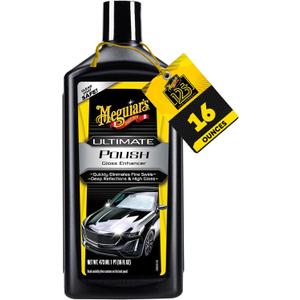 Meguiars Ultimate Polish High-Gloss Polish for a Show Car Shine Permanently Removes Light Swirls to Produce a Deep, Wet Reflection with a High Gloss Shine - Easy to Use, 16 Oz