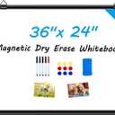 H-Qprobd 36"x24" White Board for Wall Double-Sided Magnetic Dry Erase Board with Black Aluminum Frame, Presentation Whiteboard Suitable for Home, Office, Classroom & Kitchen