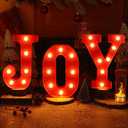 Christmas Decorations Indoor Home Decor - 3 LED 8.5 Inches Marquee Light Up JOY Letters Lights Sign, Battery Operated Christmas Signs for Mantel Home Bar Party Bedroom Wall Fireplace Xmas Decor, Red