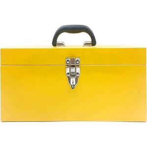 Large Tool Box Organizer Took Box Fishing Tackle Box 16 Inch Tool Box Small Metal Toolbox Organizer With Metal Latch and Handle for Household Warehouse Tools Storage Yellow