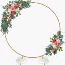 7 Ft Round Extra Larger Wedding Arch for Ceremony Metal Balloon Arch Stand for Stable Party Decoration Circle Backdrop Stand for Birthday, Two Water Bags for Stable, Gold