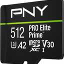 PNY 512GB PRO Elite Prime C10 U3 V30 A2 microSDXC Flash Memory Card  Ultra-Fast Speeds, Read 200MB/s, Write 150MB/s, 4K UHD, Full HD, UHS-I, for Smartphones, Drones, Action Cameras