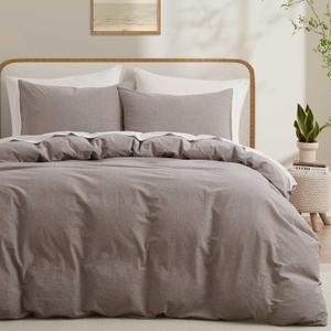 100% Cotton Duvet Cover Queen Size, Mauve Brown Linen-Like Natural Bedding Set with Zipper Closure (No Comforter), Queen Size, Duvet Cover (90"x90") x 1, Pillowsham (20"x26") x 2