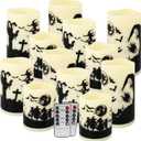 12-Pack Waterproof -Flameless Led CandlesRemote Control and Timer Functions for Halloween and More Decorations3 Sizes