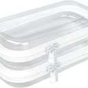 Clear Hard Plastic Zipper Case,2Pcs clear zipper caseProfessional-Grade Plastic Clear Zipper Pencil Case, Toiletry Pouch, Travel Organizer, Cosmetic Bag, Toy Storage Bins (2PCS-M)