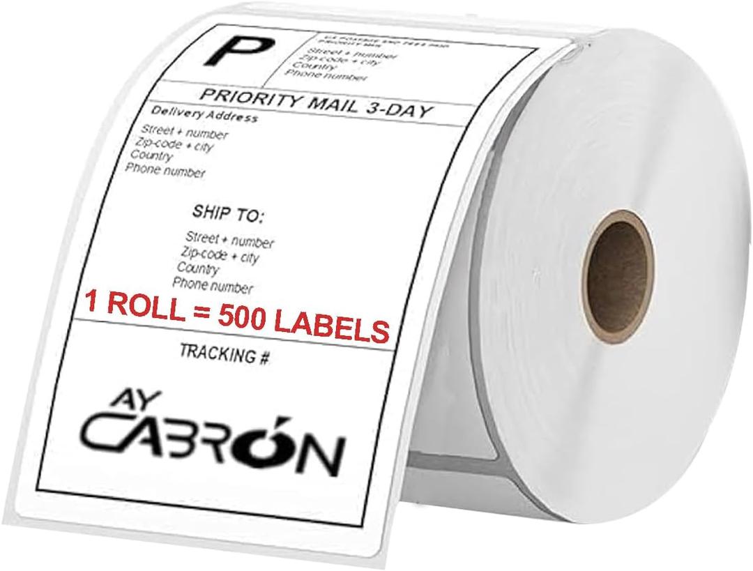 Ay Cabron Professional-Grade 4" x 6" Thermal Shipping Labels Weather-Resistant Adhesive - Barcode & Address Compatible | 500 Labels per Roll - 4" x 6" (100 x 150 mm) - 1 ROLL = 500 Labels