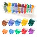 10 Professional Hair Clipper Guards Cutting Guides Compatible with Most Wahl Clippers with Organizer, Color Coded Clipper Combs Replacement - 1/16" to 1"