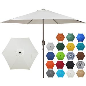 Blissun 7.5 ft Patio Umbrella, Yard Umbrella, Outdoor Market Umbrella with Push Button Tilt Crank (Creamy White)