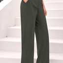 CFLONGE Women Wide Leg Sweatpants Casual Solid Color Corduroy Work Pants Comfy Lounge Jogger Baggy Trousers Pant with Pockets (12, Army Green)