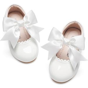 Kiderence Little Toddler Girls Dress Shoes Ballerina Ballet Flats Kids Mary Janes (Fg04 White)