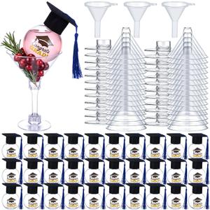 30 Sets Graduation Party Favors 2026 Fillable Drink Ornaments with Mini Grad Caps and 5oz Cocktail Glasses, Congrats Grad Party Supplies, Class of 2026 Decorations and DIY Gifts(Blue)
