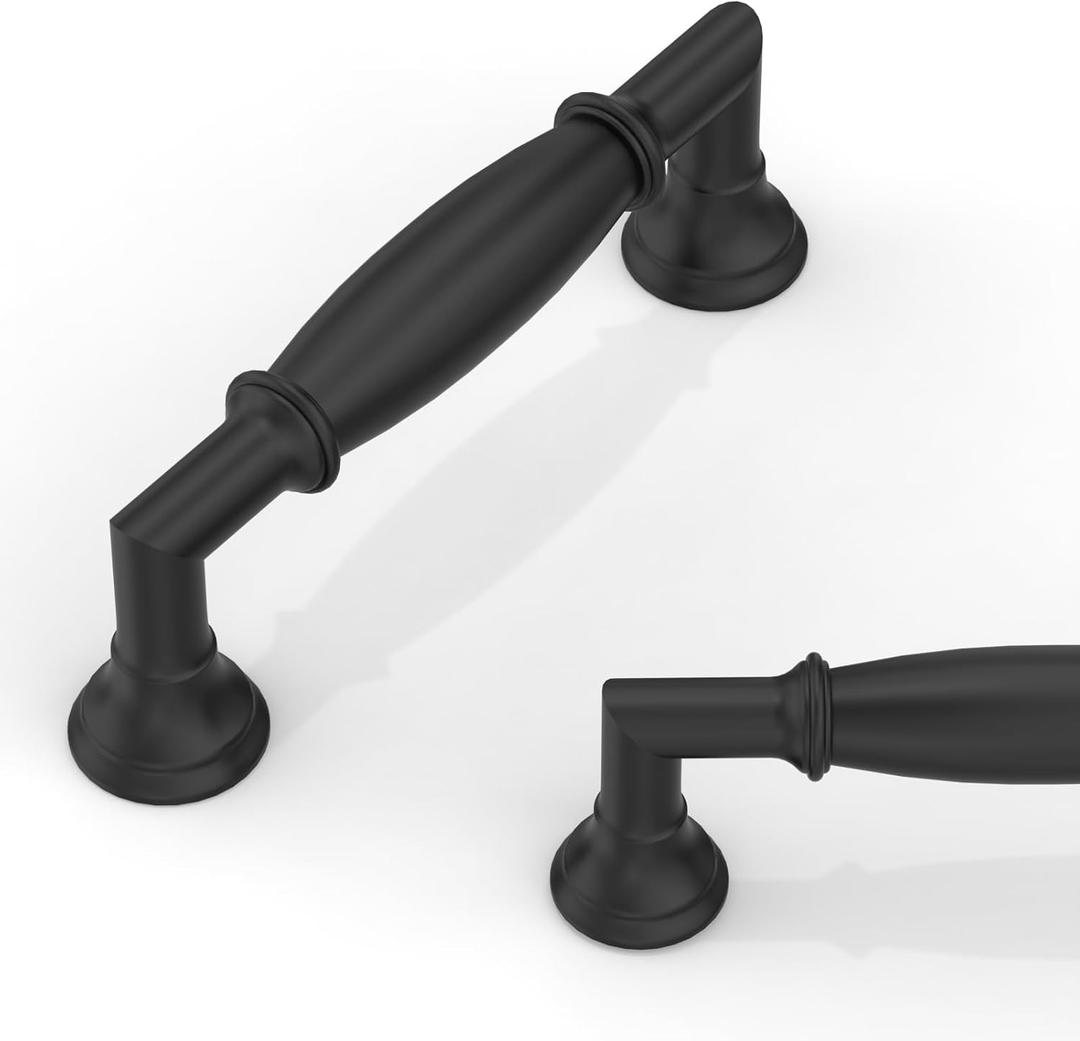 10 Pack Matte Black Cabinet Pulls 3 Inch(76mm) Kitchen Cabinet Handles Cabinet Hardware for Drawer Pulls