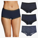 Maidenform Women's Boyshort Underwear, Microfiber With Lace Boyshort Panties, One Fab Fit, 3-pack, Size M