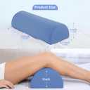 Knee Pillow for Back Sleeping - Half Moon Bolster Pillow for Legs - Cooling Under Knee Pillow for Sleeping on Back, Leg Support, Foot Elevation (Misty Blue)