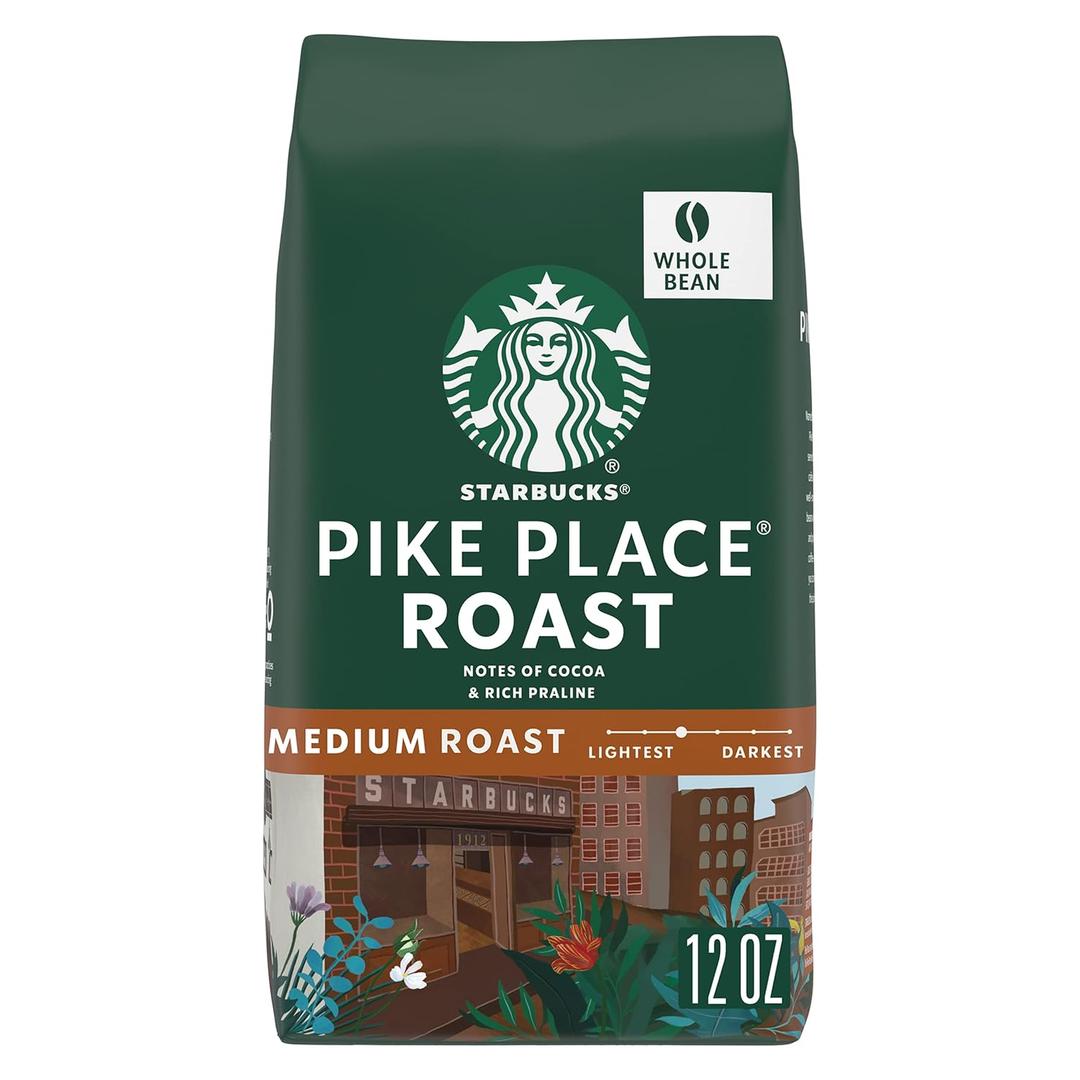 Starbucks Whole Bean Coffee, Medium Roast Coffee, Pike Place Roast, 100% Arabica, 1 bag (12 oz), BB 04OCT2025 Starbucks Whole Bean Coffee, Medium Roast Coffee, Pike Place Roast, 100% Arabica, 1 bag (12 oz), BB 04OCT2025