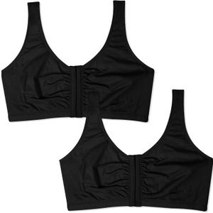 Fruit of the Loom Women's Front Closure Cotton Bra, Black Hue/Black Hue, 42