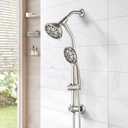 High Pressure 48-Settings Shower Head with Handheld Shower,Drill-Free 3-Way Diverter for Easy Reach,Adjustable Height Slide Bar Dual Shower Head Combo Set - Brushed Nickel
