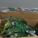 Lighted Artificial Christmas Urn Filler, 2 Pack Small Xmas Pine Tree Outdoor Decorations with Cones, Red Berries & 50 LED Lights, Light Up Planter Filler Decor for Porch Yard, Garden, Cemetery (Green & White)