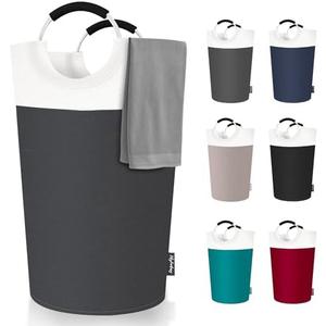 LilyFantasy 100L Laundry Basket, Collapsible Laundry Hamper with Padded Handles, Waterproof Laundry Bag, Tall Clothes Hamper Stand Up Well, Foldable Laundry Baskets for Easy Storage(Grey)