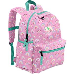 Kids Backpacks For Girls & Boys, Elementary School Bookbag, 14" H, For Kids 3-6 (Rainbow Pattern)