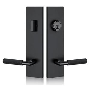 Matte Black Front Door Handle with Knurled Grip – Durable Entry Lock Set with Deadbolt, Exterior Lever & 3 Keys, Fits Left & Right Hand Doors (Keyed Handleset, Matte Black)