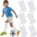 Zando 6 Pairs Youth Soccer Socks Baseball Socks Boys Girls Knee High Socks School Uniform Socks Outdoor Long Tube Socks, 6-8 Years