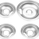 Stove Burner Covers,Chrome Replacement Drip Pans for Frigidaire Kenmore 316048413 and 316048414,4 pcs (3x6" and 1x8")