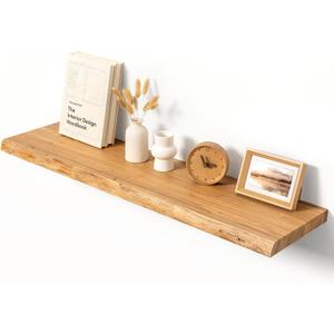 40" Live Edge Floating Shelf, Solid Elm Wood Wall Shelf, 40 Inch | 1 Pack